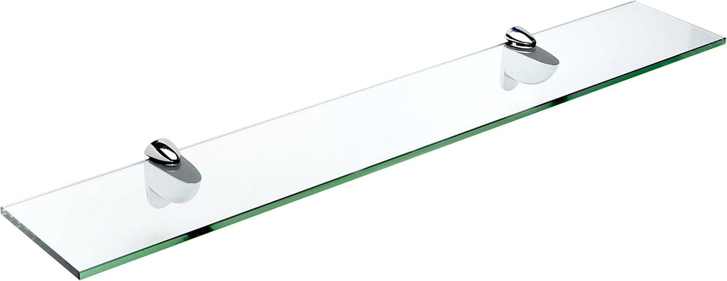 Spancraft Glass H-8x27-Chrome Heron Glass Shelf, Chrome, 8" x 27"