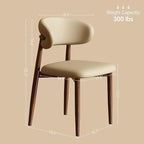 Dining Chairs Set of 4 for Kitchen Dining Table Mid Century Modern Farmhouse Upholstered Leather Dining Room Chairs with Metal Legs, Walnut Khaki