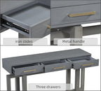 57” Entryway Console Sofa Table with Storage Drawers, Long Narrow Behind Couch Furniture for Living Room, Entrance, Hallway, Front Door, Antique Gray