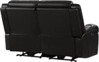 Watson & Whitely Genuine Leather Power Loveseat Recliner Sofa, 2 Seat Wall Hugger Reclining Sofa with Power Headrest & Charging Ports, Dual Recliner Sofas for Living Room, RV, Black