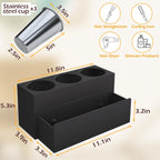 Hair Tool Organizer, Detachable Acrylic Hair Dryer Holder for Bathroom, Hair Styling Accessories Curling Iron Hot Tools Organizer with 3 Cups, Countertop Vanity Storage (Matte Black)