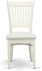East West Furniture BOVA3-LWH-C 3 Piece Dining Room Furniture Set Contains a Round Dining Table and 2 Linen Fabric Upholstered Chairs, 42x42 Inch, Linen White