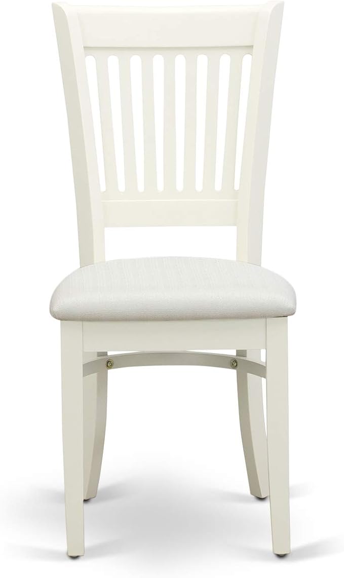 East West Furniture BOVA3-LWH-C 3 Piece Dining Room Furniture Set Contains a Round Dining Table and 2 Linen Fabric Upholstered Chairs, 42x42 Inch, Linen White