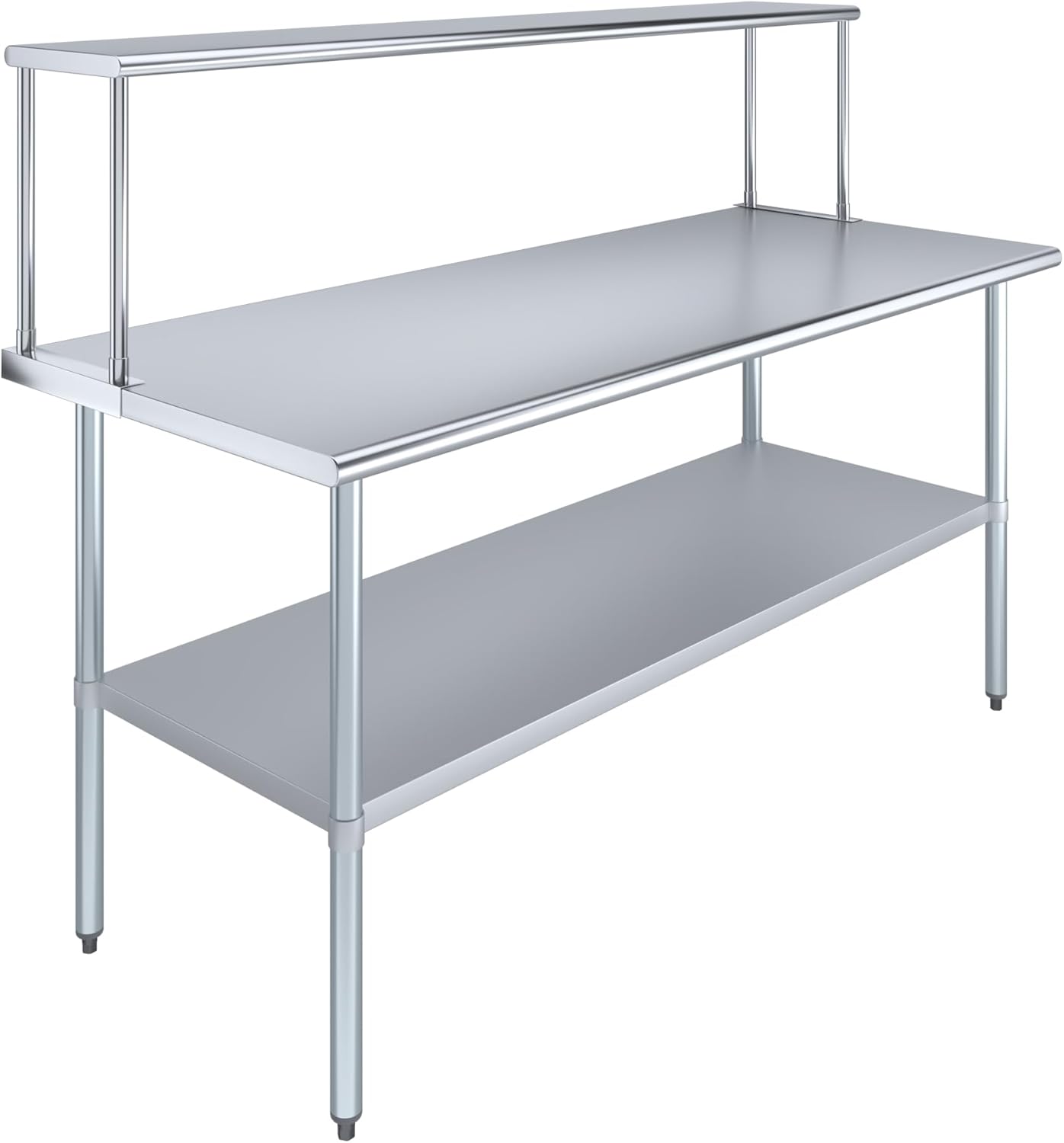 Stainless Steel Work Table with Wide Single Tier Overshelf | Metal Kitchen Prep Table & Shelving Combo (30" x 72" Work Table + 12" Overshelf)