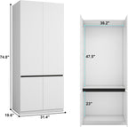 Bedroom Armoire Wardrobe Closet with 2 Doors: 75" White Wardrobe Cabinet for Clothes, Wooden Closet with Hanging Rod, Modern Armoire with Shelves (1)