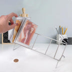 AHANDMAKER CD Storage Rack Organizer for DVDs and CDs Stainless Steel Wire Rack Display Holder for Music Movie Discs Game Cases Studio Home Office Use Multimedia Entertainment, Holds 30 Jewel Cases