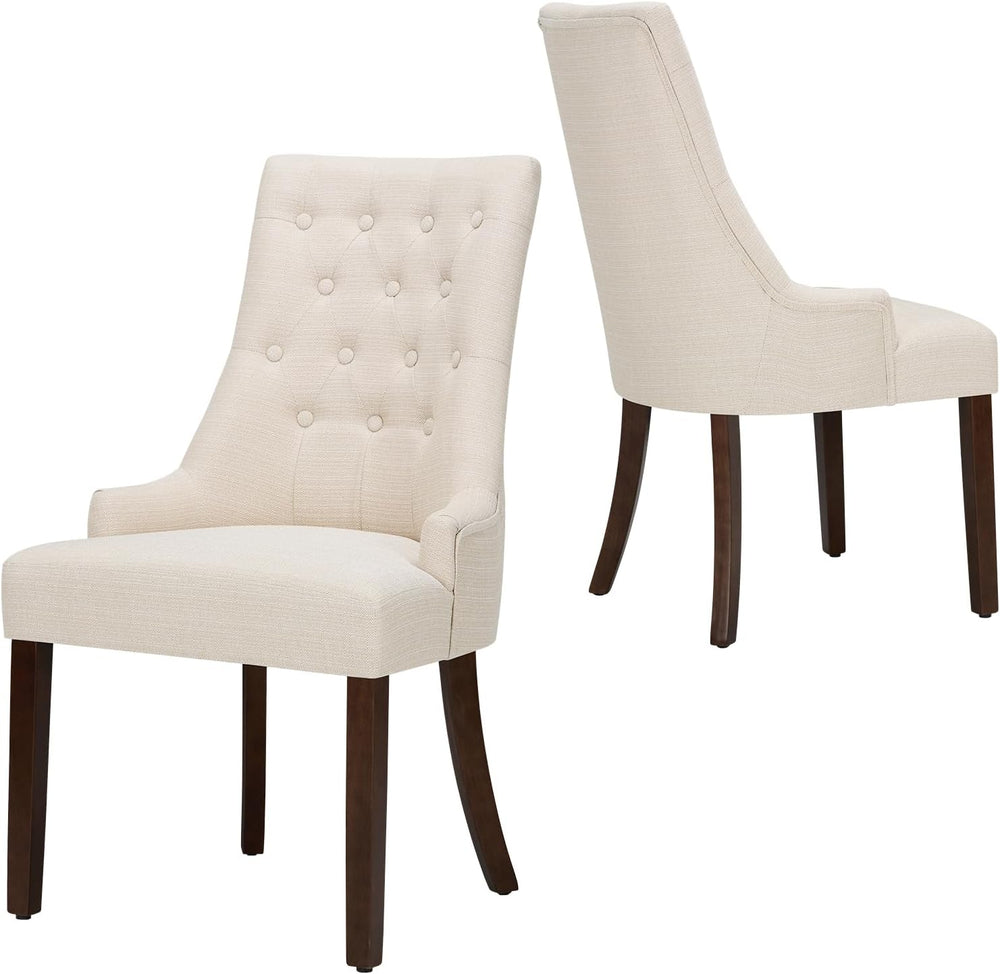COLAMY Wingback Upholstered Dining Chairs Set of 2, Fabric Side Dining Room C...