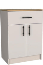 Modern Kitchen Pantry, Storage Cabinet with Drawer, 2 Interior Shelves, Ivory, Particle Board, for Dining Room, Easy to Clean