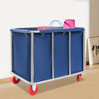 Commercial Laundry Cart with Wheels,Laundry Hamper Cart,Heavy Duty Rolling Laundry Basket with Large Capacity,Laundry Sorter Trolley for Home Hotel Apartment (Blue, 35.43 * 25.6 * 31.5in)