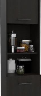 2-Door Pantry Cabinet, with Two 2-Cabinet Spaces and Two Open Shelves,for Kitchen