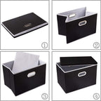 PRANDOM Large Foldable Storage Boxes with Lids [5-Pack] Organizer Containers Baskets Cube with Cover for Home Bedroom Closet Office Black17.7x11.8x11.8 For 6+ Year Old Boys and Girls