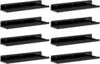 Lifewit Floating Shelves for Wall, 8 Pack Black Acrylic Shelf 15" Room Decor for Bookcase/Vinyl Record Display/Photo/Picture in Bedroom, Living Room, Bathroom, Kitchen Storage and Organization