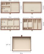 CHOSIN Black Walnut Wooden Jewelry Box for Women, Wood Jewelry Organizer 4 Layer with Glass Lid and Pull-out Necklace Storage Layer, for Watch Necklace Ring Earring Storage Christmas Gifts