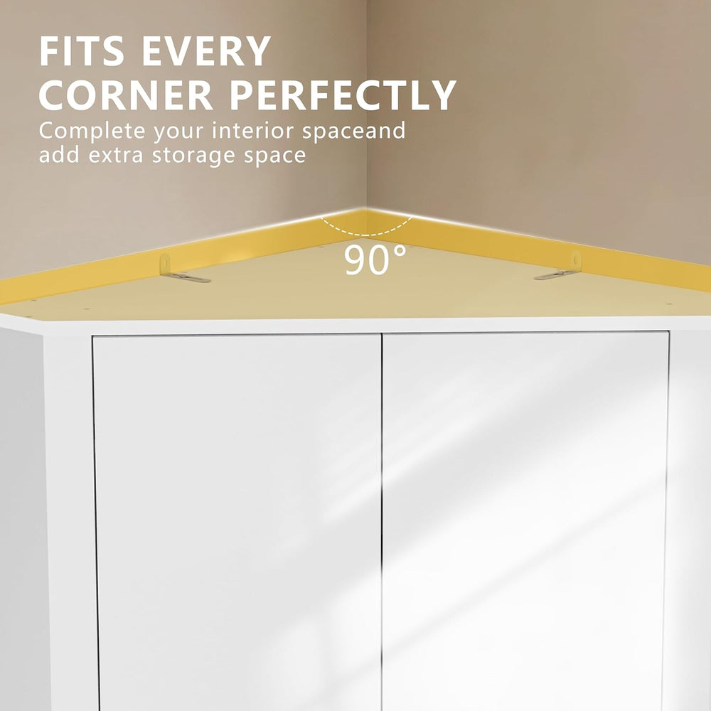 Anbuy 67'' Tall Pantry Cabinet with Led Light, Corner Pantry Cabinet ...