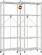 DEANIC 5 Tier Foldable Storage Shelves with Wheels, Large Capacity Shelving Unit, Freestanding Metal Wire Shelf Rack, No Assembly Organizer Rack for Garage Kitchen, Basement, Pantry(Grey Pack of 2)