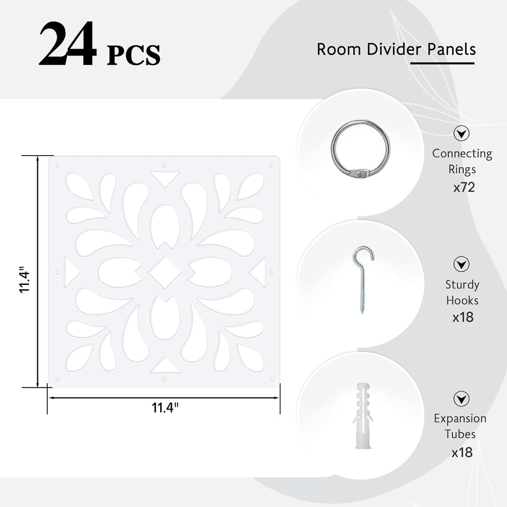 24PCS Hanging Room Divider Wall Screen Panel Room Divider Panels- Leaves