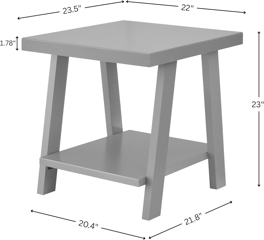 Roundhill Furniture Athens Contemporary Wood Shelf End Table in Navy Blue