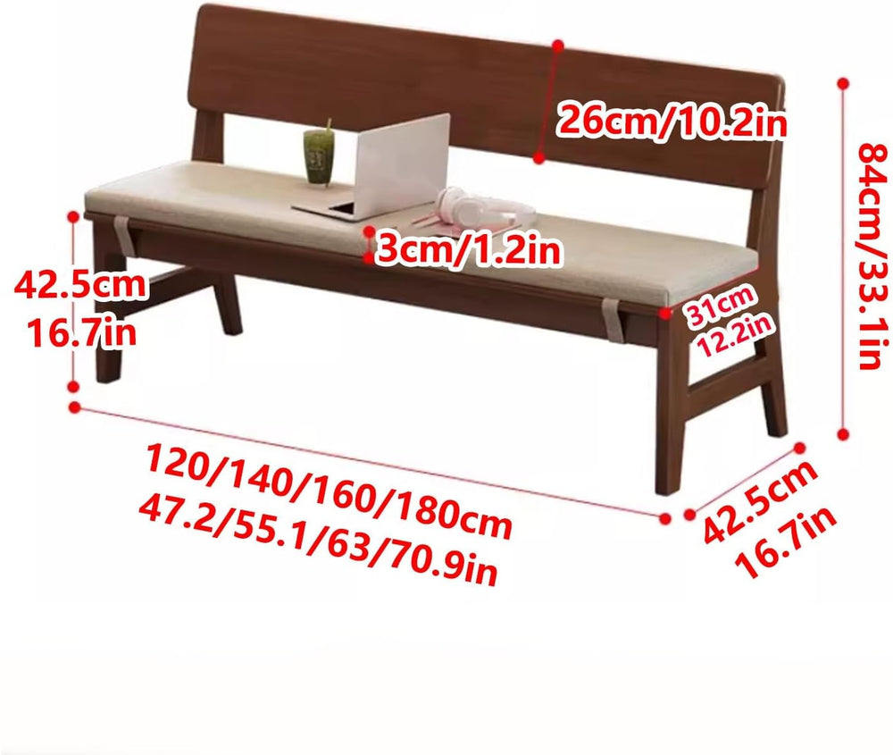 Traditional Wooden Dining Bench, Solid Wood Farmhouse Entryway Bench with Tal...