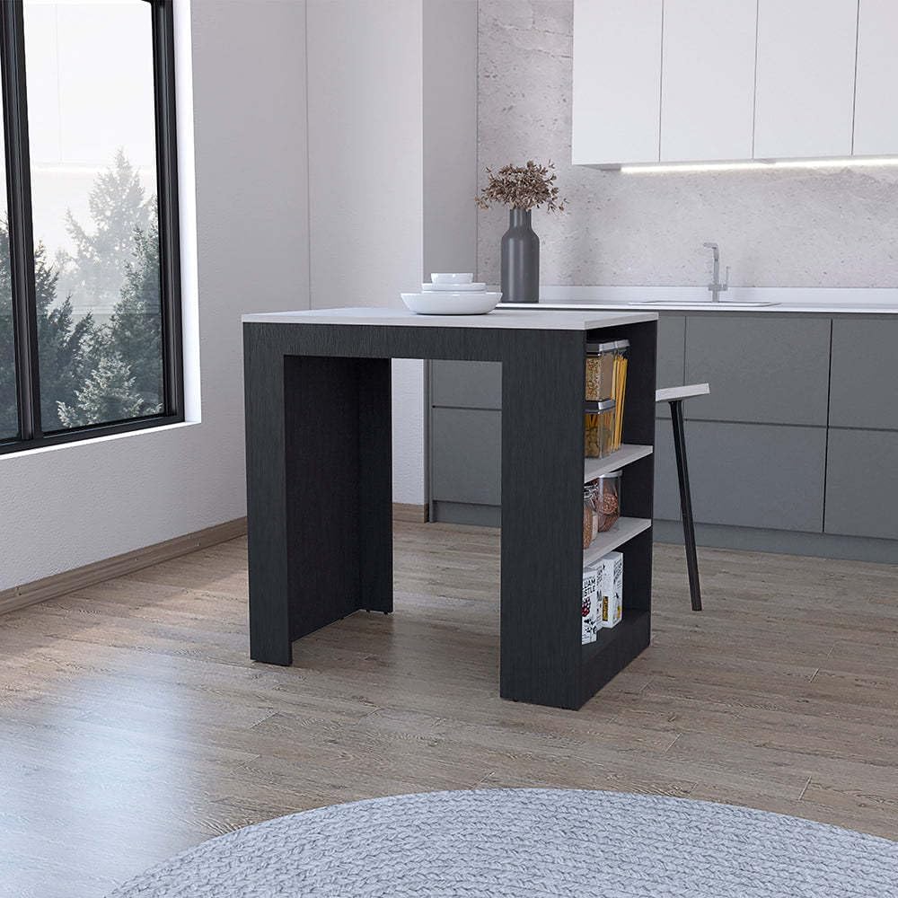 Kitchen Island with 3-Side Shelf and Counter Height Table Top | Includes thre...