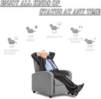 BestMassage | Recliner Chair | with 2 Point Massage Function | Textile Grey | with Lumbar Support, Adjustable Push Back, Footrest & Padded Seat | Easy Assembly | for Living Room, Home Theatre