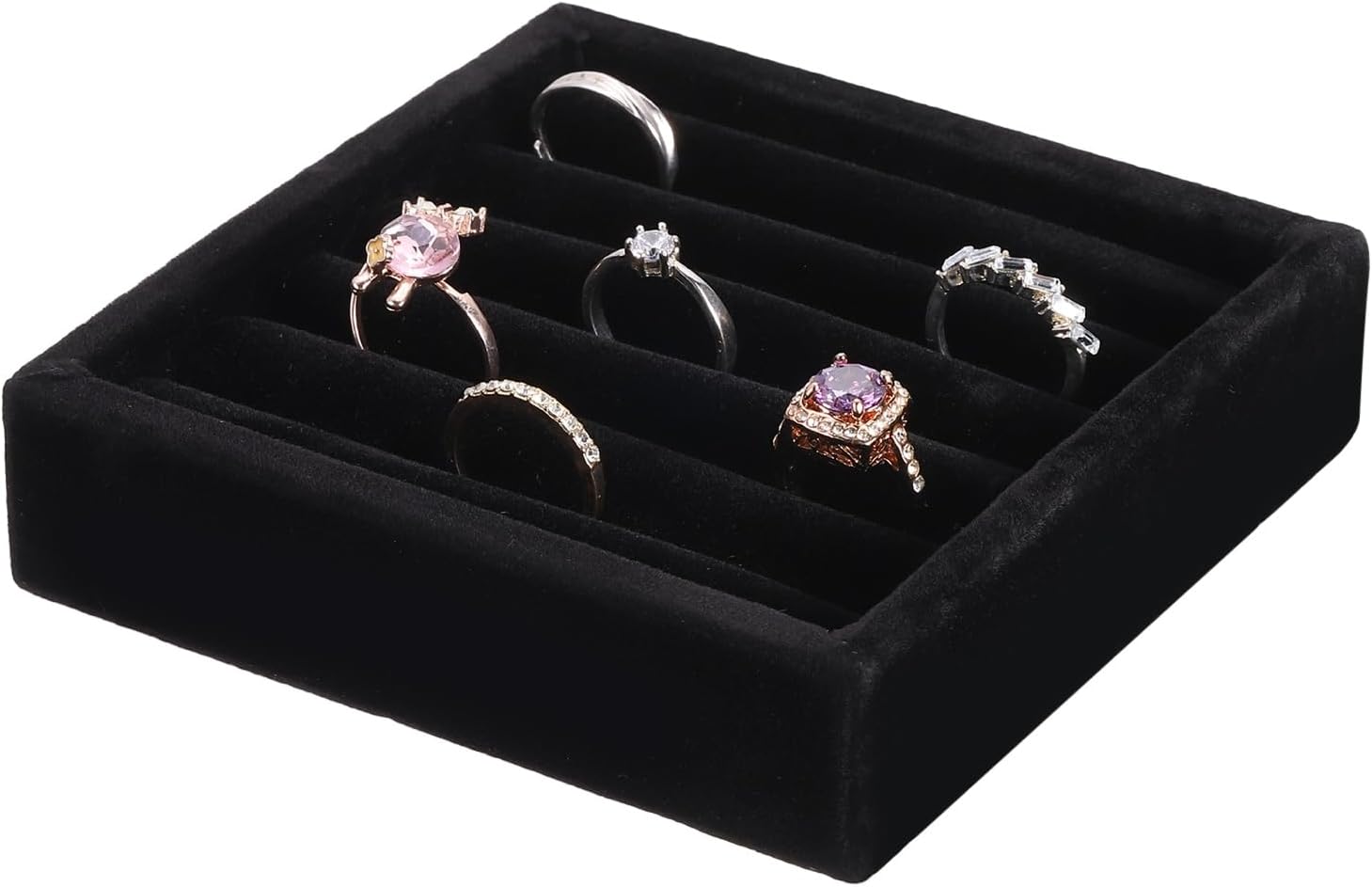 uxcell Stackable Jewelry Storage Tray, Jewelry Tray Drawer Organizer, Small Display Box for Earrings, Necklaces, Rings and Bracelets, Black