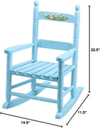 Custom Childrens Rocking Chair, Features Classic Rocker Design and | Hardwood Construction, Blue Finish with Princess Design