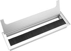XMHF Aluminum Alloy Rectangle Wire Cable Grommet Hole Cover Cable Organizer for Office Desk Computer Desk Table 11 x 3.15 inch (280 x 80mm;Silver Tone)