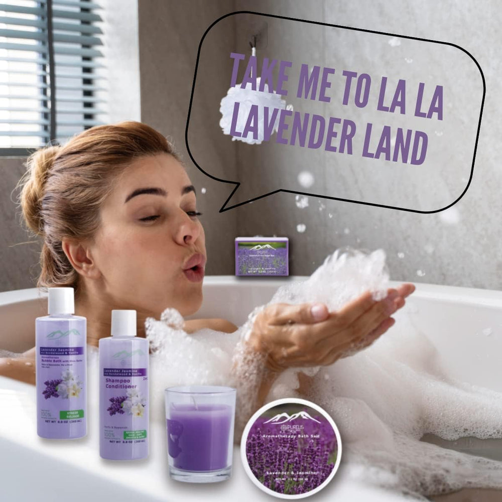Gift Baskets for Women. Relaxing Lavender Bath Gifts for Her Spa Basket is Fi...
