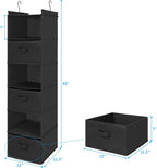MAX Houser 6 Tier Shelf Hanging Closet Organizer, Closet Hanging Shelf with 2 Sturdy Hooks for Storage, Foldable (Black-D3)