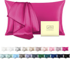 Mulberry Silk Pillow Cases Standard Size Silk Pillowcase with Zipper Soft Breathable Smooth Cooling Satin Silk Pillow Covers for Sleeping for Hair and Skin (Hot Pink,20"X 26",1Pcs)