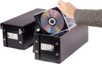 Snap-N-Store CD Storage Box - 2 Pack - Durable 5.1 x 5.1 x 13.2 Inch Disc Holders with Lids to Store up to 52 CDs - Black