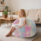 Modern Soft Fluffy Bean Bag Chair With Faux Rabbit Fur Cover, Memory Foam Bean Bag Chairs For Kids Teens, Furry Fuzzy Faux Fur Fabric Beanbag, Round Rainbow Plush Sofa For Bedroom, Living Room, Dorm