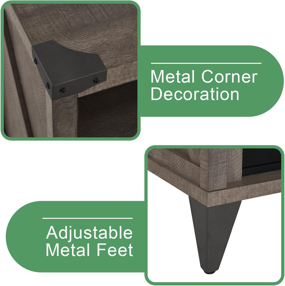 AMERLIFE 65" Fireplace TV Stand with 60" Glass Electric Fireplace, ...
