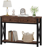 BON AUGURE Console Table with 2 Drawers, Entryway Tables with Storage, Sofa Table Behind Couch for Living Room, Farmhouse Entry Tables for Hallway, Foyer, Front Door (Rustic Oak, 47 Inch)