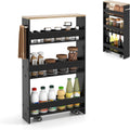 Slim Storage Cart, 4 Tier Rolling Storage Cabinet with 4 Universal Wheels, Convenient Handle, Narrow Laundry Cart for Small Space Bathroom Office