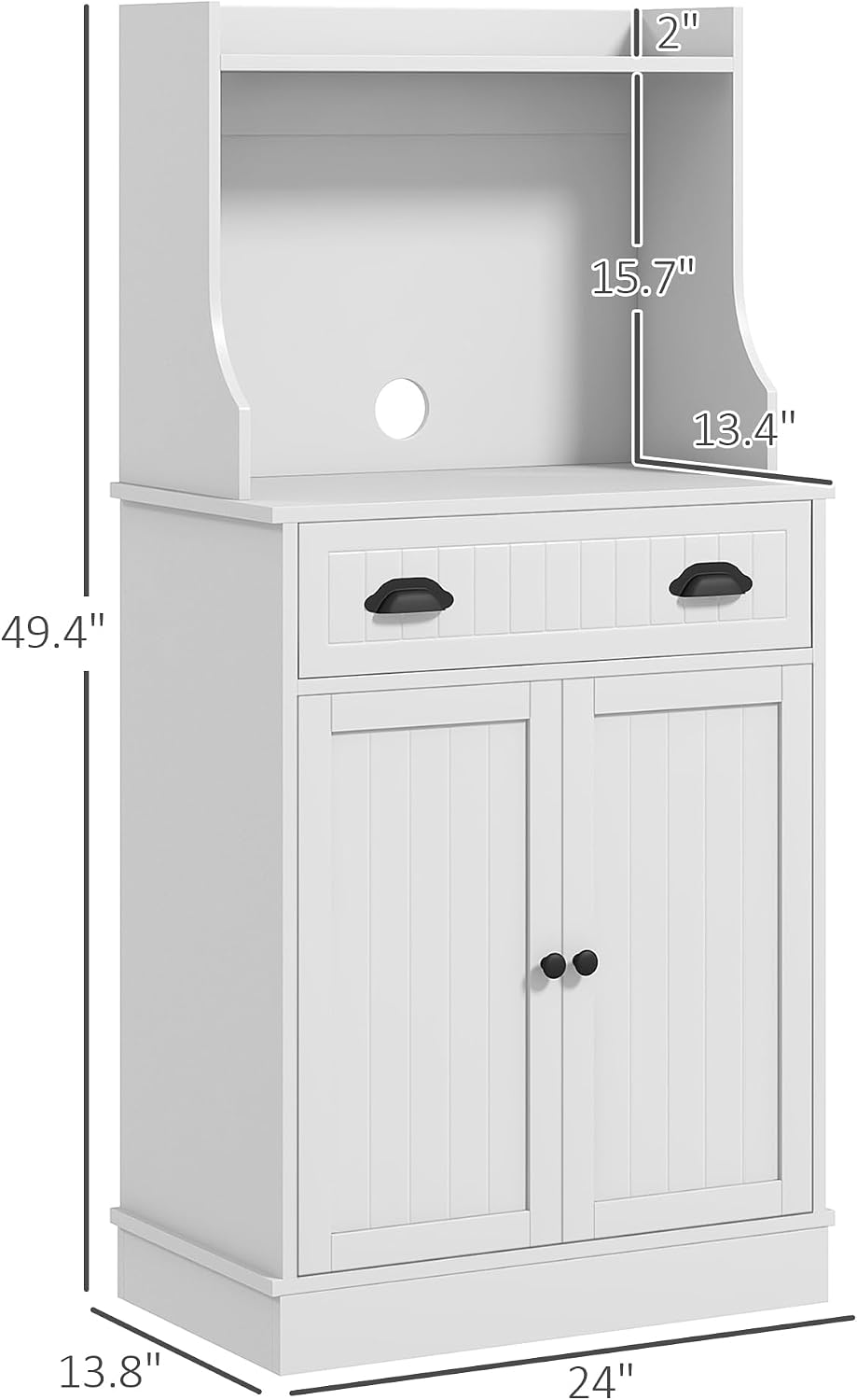 Microwave Cabinet with Storage Drawer, Double Door Cabinet and Adjustable She...