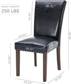 COLAMY Upholstered Parsons Dining Chairs Set of 6, PU Leather Dining Room Kitchen Side Chair with Nailhead Trim and Wood Legs - Black