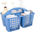 JiatuA Portable Shower Caddy Basket with Compartments Cleaning Supplies Organizer with Handle Plastic Storage Divided Tool Bin for Bathroom, Bedroom, Kitchen, College Dorm, Garden, Under Sink, Blue