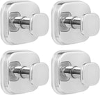 No-Drill Reusable Suction Cup Hooks, Towel, Robe, Loofah, Coat Hook for Glass, Mirror, Tile, Shower, Bathroom, Kitchen & Metal (Smooth, Non-Porous Surfaces) (4, Chrome Polished)