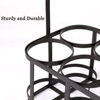 Metal Wine Bottle Carrier 6 Bottle Wine Carrier with Wood Handle (Black) | Farmhouse Metal Wine Rack Basket Caddy Decorative Wine Display Stand for Wedding Bar BBQ Picnic Red White Wine Milk Storage