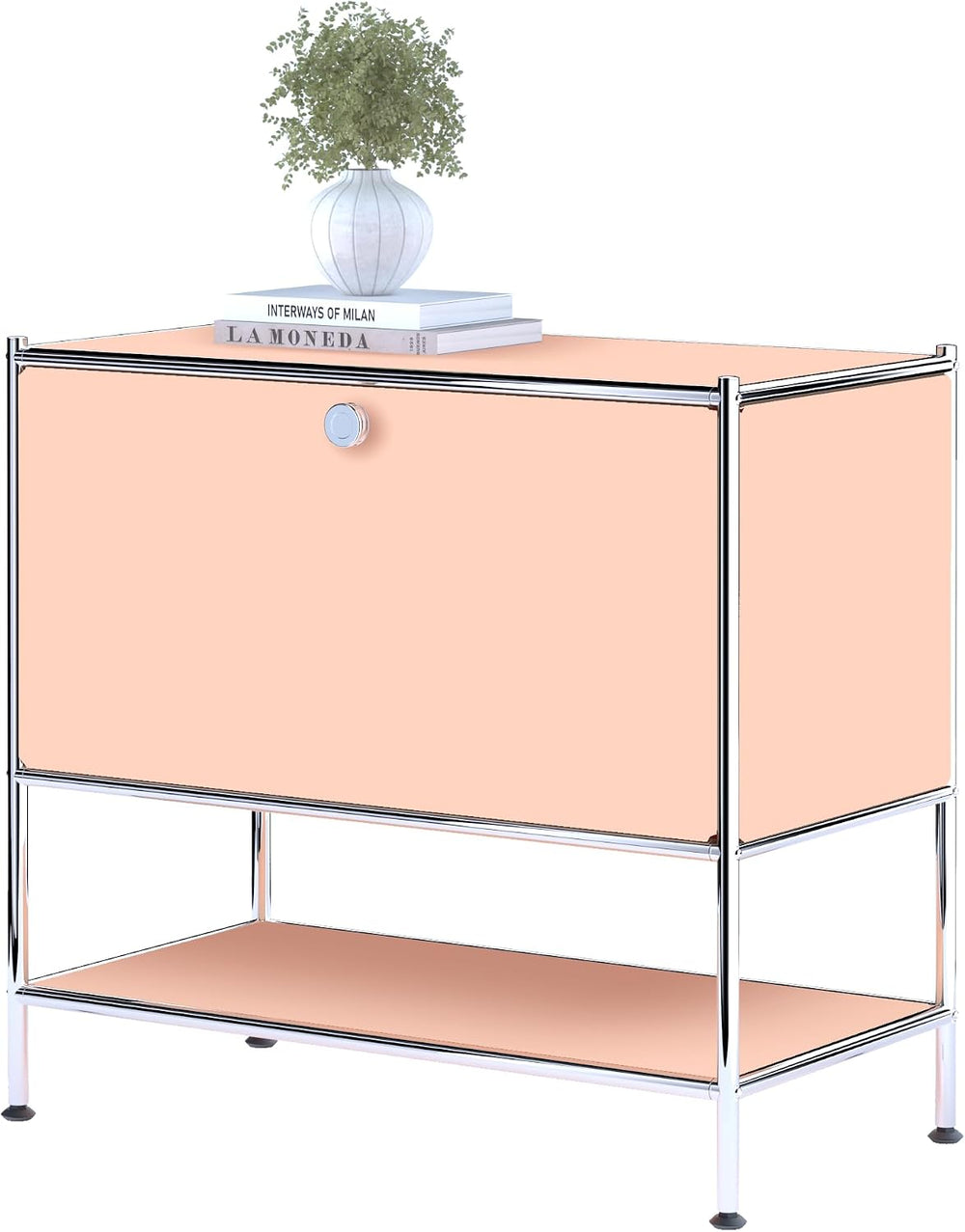 Metal Nightstand, Mid-Century Modern Bookshelf, Flap Door 27.5 | Sleek Modern...