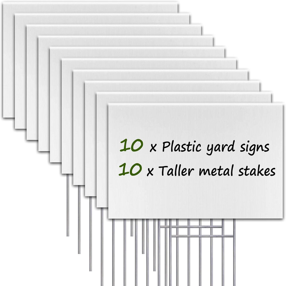 Blank Yard Signs with Stakes, Remiawy 10 Pack Lawn Signs Corrugated Plastic 1...