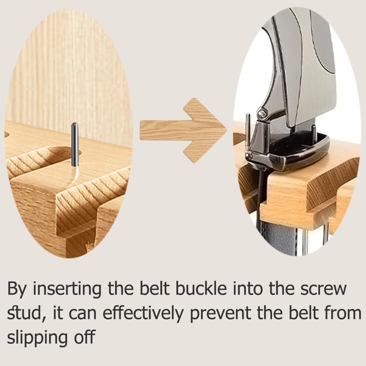 Wooden Belt Hanger for Closet 2-in-1 Wall Mount Belt Organizer Holder for Closet Organizer Storage, Ratchet Belt Rack Closet Accessories with 12 Slots & 11 Hooks