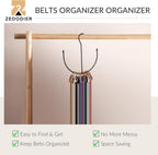 ZEDODIER Belt Hangers, Belt Rack Black Closet Accessories Organizers, Closet Organizer Hook Rack for Belt, Ties, Scarves, Camisoles, Hats, Bras, Shoes