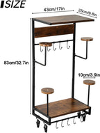 Motorcycle Helmet Rack, Wall Mount with 4 Glove Chips, 10 Hooks and Rustic Finish for Multiple Helmets and Clothes