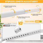 Closet Rods for Hanging Clothes, 17-98 Inch No-Cut Stepless Adjustable Closet Rod, 1.3 Inch Heavy Duty Metal Closet Hanging Rod with Brackets, White Closet Bar for Closet, Laundry Room, RV, Wardrobes