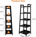 Acehome 5 Tier Ladder Shelf, Large Capacity Bookshelf with Steel Frame and Wooden Surface, for Living Room, Bedroom, Kitchen, Black