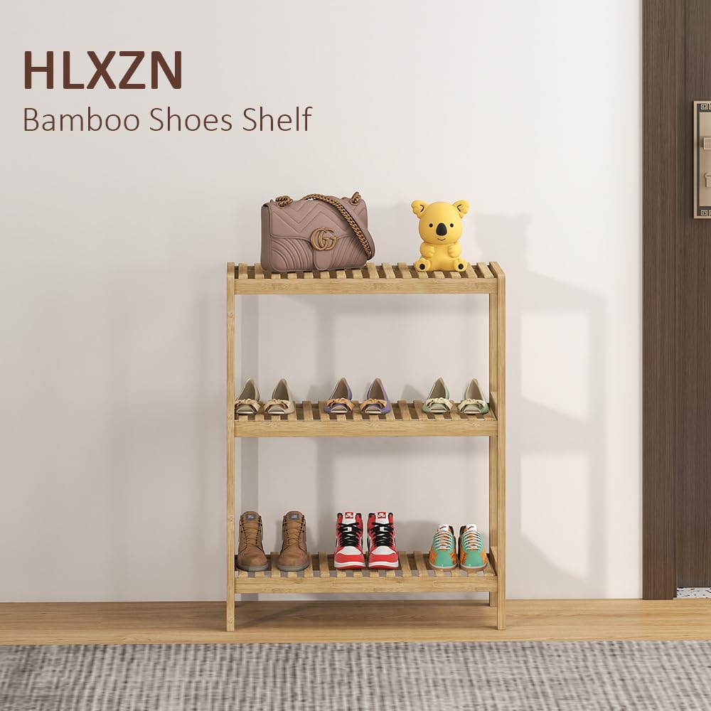 3-Tier Bamboo Freestanding Shelf Multi-use Small Bookshelf Bookcase