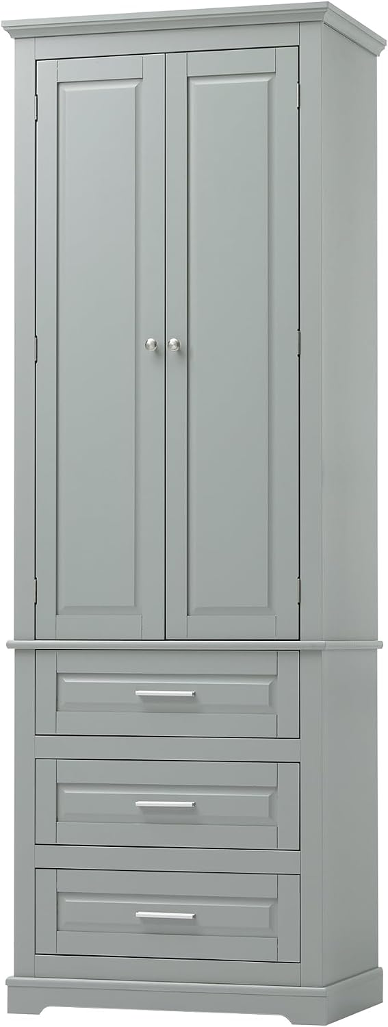 Merax 70" Pantry Cabinet with Two Doors & Three Drawer, Adjustable S...