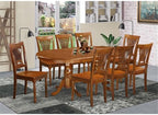 East West Furniture PLAI9-SBR-W 9 Piece Dining Room Table Set Includes an Oval Wooden Table with Butterfly Leaf and 8 Kitchen Dining Chairs, 42x78 Inch, Saddle Brown